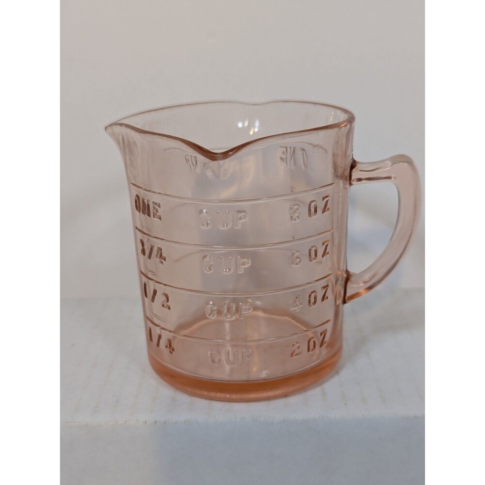 Vintage Kellogg's Pink Depression Glass Three Spout 8 Oz Measuring Cup